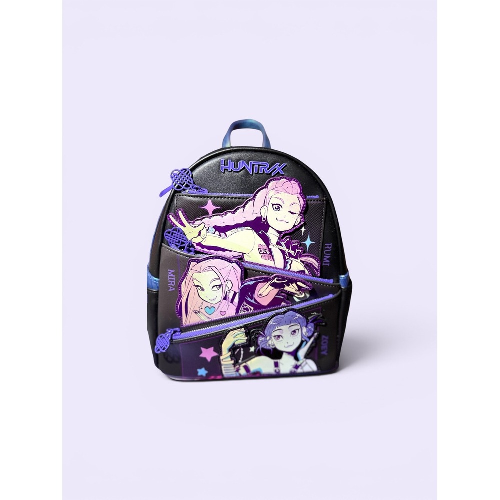 Loungefly K-Pop Demon Hunters Huntress Mini Backpack Netflix Anime Black Purple